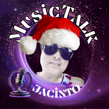 a man wearing a santa hat and sunglasses with the name jacinto