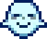 a pixel art drawing of a ghost with a smiley face .