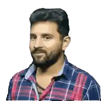 a man with a beard is wearing a plaid shirt that says csgf7