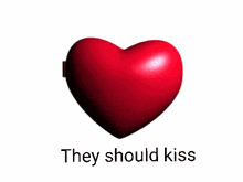 a heart shaped mirror with a picture of a girl and a man and the words " they should kiss "