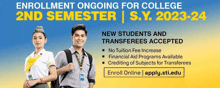 a poster for enrollment ongoing for college 2nd semester s.y. 2023-24