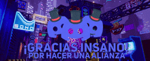 a cartoon character with a top hat says gracias insano