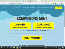 a screenshot of the companions mint website with a yellow connect your wallet button