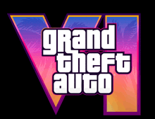 a logo for grand theft auto with palm trees on the background