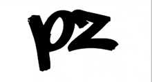 a black and white drawing of the letter pz on a white background