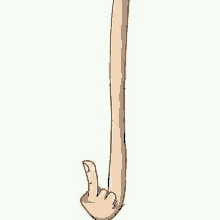 a cartoon drawing of a long arm with a middle finger .