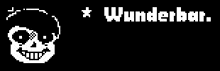 a pixel art of a skull with the words " wunderbar " underneath it