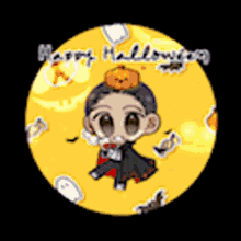 a cartoon of a vampire with a pumpkin on his head