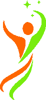 a green and orange silhouette of a person with stars behind them