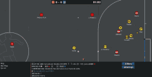a soccer game called red scores is being played on a computer
