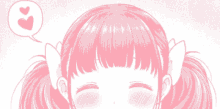 a drawing of a girl with pink hair and pigtails