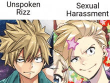 a picture of a boy and a picture of a girl with the words unspoken rizz and sexual harassment next to them