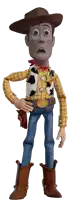 woody from toy story is wearing a cowboy hat and holding a gun