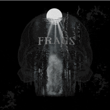 a black and white image of a skull with the word fragms on it