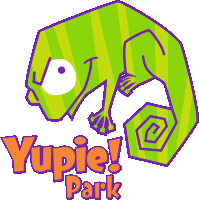 a logo for yupie park with a chameleon