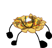 a drawing of nachos with arms and legs