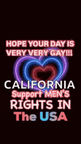 a neon sign that says `` hope your day is very very gay !!! ''