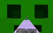 a screenshot of a minecraft game with a green background and a purple staircase