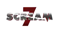 the word scream is written in silver and red