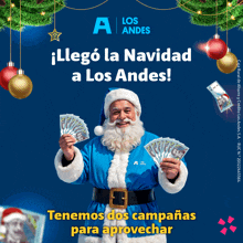 an ad for los andes shows a man dressed as santa claus