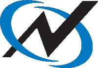 a blue and black logo with a check mark