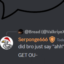 a screenshot of a discord conversation between serponge666 and bread