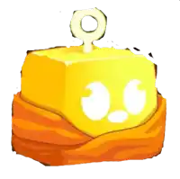 a cartoon drawing of a yellow block with a white face