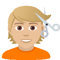 a man with a pair of scissors cutting his hair