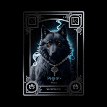 a poster of a black wolf with the name phihen here on it