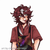a drawing of a person with a tongue sticking out and the words art by clov3doesthings below it