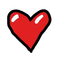 a cartoon drawing of a broken red heart