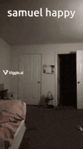 a picture of a bedroom with the words samuel happy on the top