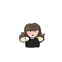 a cartoon drawing of a girl with brown hair and a black shirt