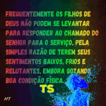 a colorful poster that says frequentemente os filhos de deus nao podem se levantar