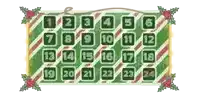 a christmas calendar with numbers 1 through 24