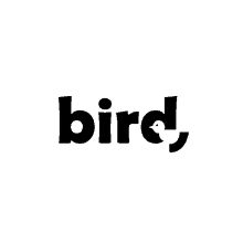 a black and white logo for bird with a bird on it