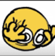 a cartoon drawing of a yellow smiley face with glasses .