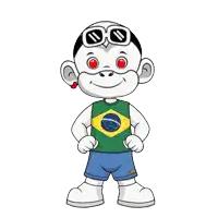 a cartoon character is wearing sunglasses and a green shirt with a yellow and blue flag on it