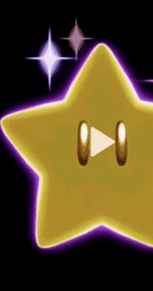 a yellow star with a play button in the middle