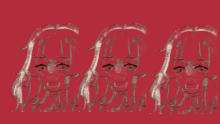 three drawings of a girl with different facial expressions