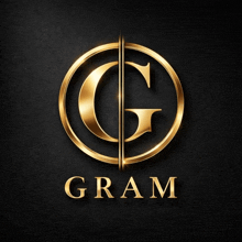 a gold letter g in a circle with the word gram underneath it