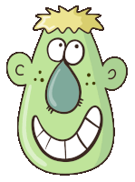 a cartoon of a green monster with a big smile