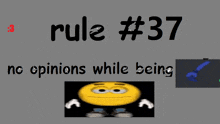 rule # 37 no opinions while being with a smiley face in the corner