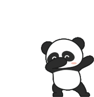 a cartoon panda bear is covering his face with his hand