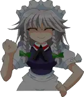 a cartoon drawing of a maid with braids and a fist in the air