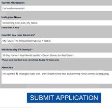 a screen shot of a submit application page with a blue submit application button