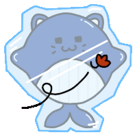 a cartoon drawing of a whale with a heart on its nose