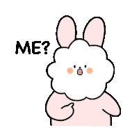 a cartoon rabbit with a cloudy face and the words `` me '' written on it .