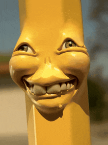 a close up of a yellow pencil with a funny face