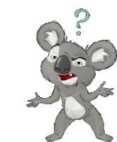 a drawing of a koala with a question mark above its head